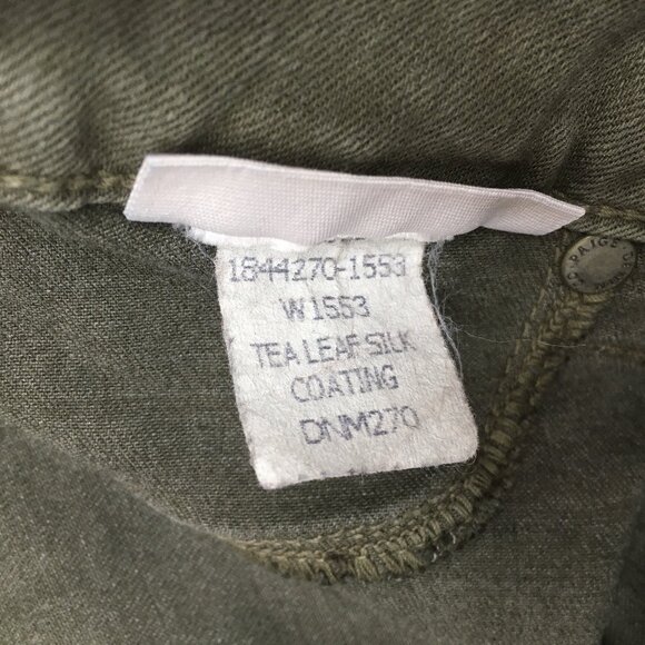 PAIGE Green Leaf Silk Coating Logo Hardware Faux Pockets Verdugo Ankle Jeans - Picture 3 of 13